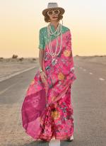 Silk Pink Party Wear Hand Woven Saree